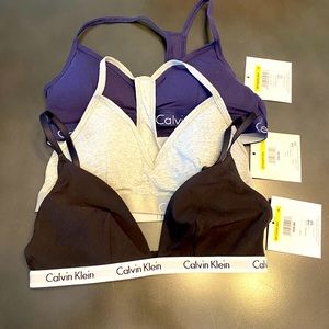 $20 for all 3. NEVER BEEN WORN. Calvin Klein Bras